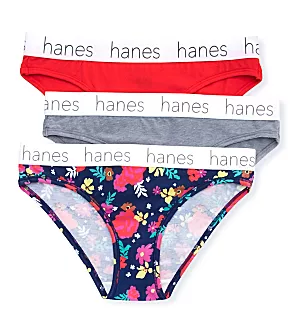 Cotton Blend Bikini Panty - 3 Pack Red Stone M