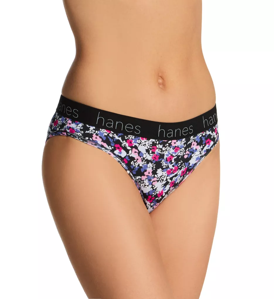 Cotton Blend Bikini Panty - 3 Pack Navy/Lilac/Demin Blue S