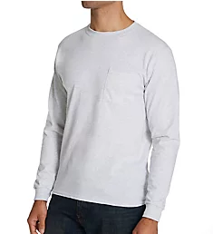 100% Cotton Long Sleeve Pocket T-Shirt ash S
