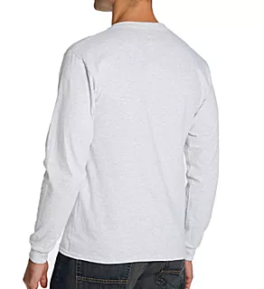 100% Cotton Long Sleeve Pocket T-Shirt Ash S
