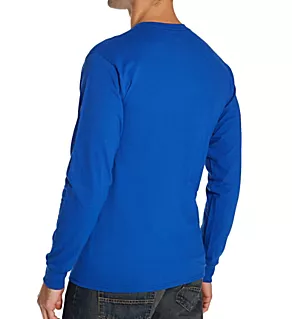 100% Cotton Long Sleeve Pocket T-Shirt Deep Royal S