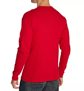 100% Cotton Long Sleeve Pocket T-Shirt Deep Red 2XL