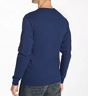 100% Cotton Long Sleeve Pocket T-Shirt Navy S