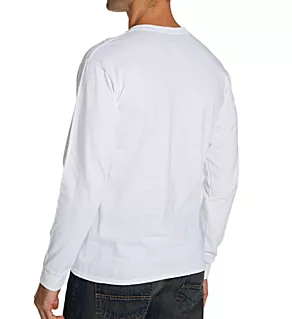 100% Cotton Long Sleeve Pocket T-Shirt White 2XL