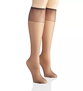 Silk Reflections Knee High - 2 Pair Pack Barely Black O/S
