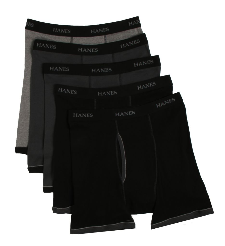 Premium Cotton Ringer Boxer Briefs - 5 Pack by Hanes