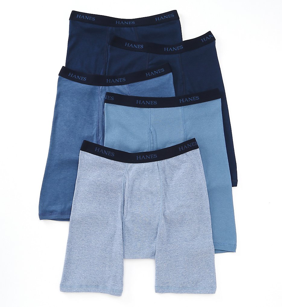 Hanes 769LA5 Premium 100% Cotton Long Leg Boxer Briefs - 5 Pack (Assorted)