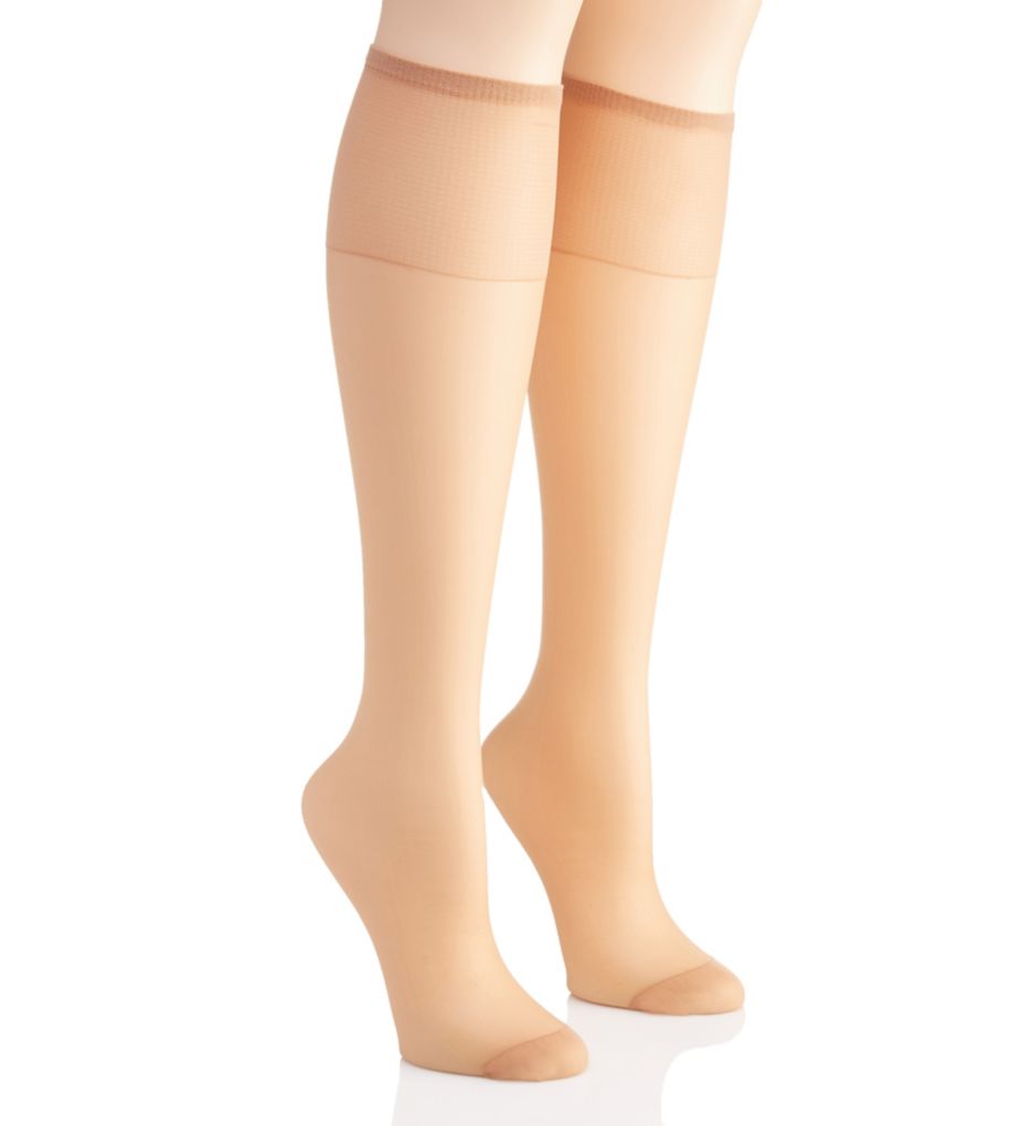 Silk Reflections Knee High Reinforced Toe - 2 Pack Little Color O/S by Hanes