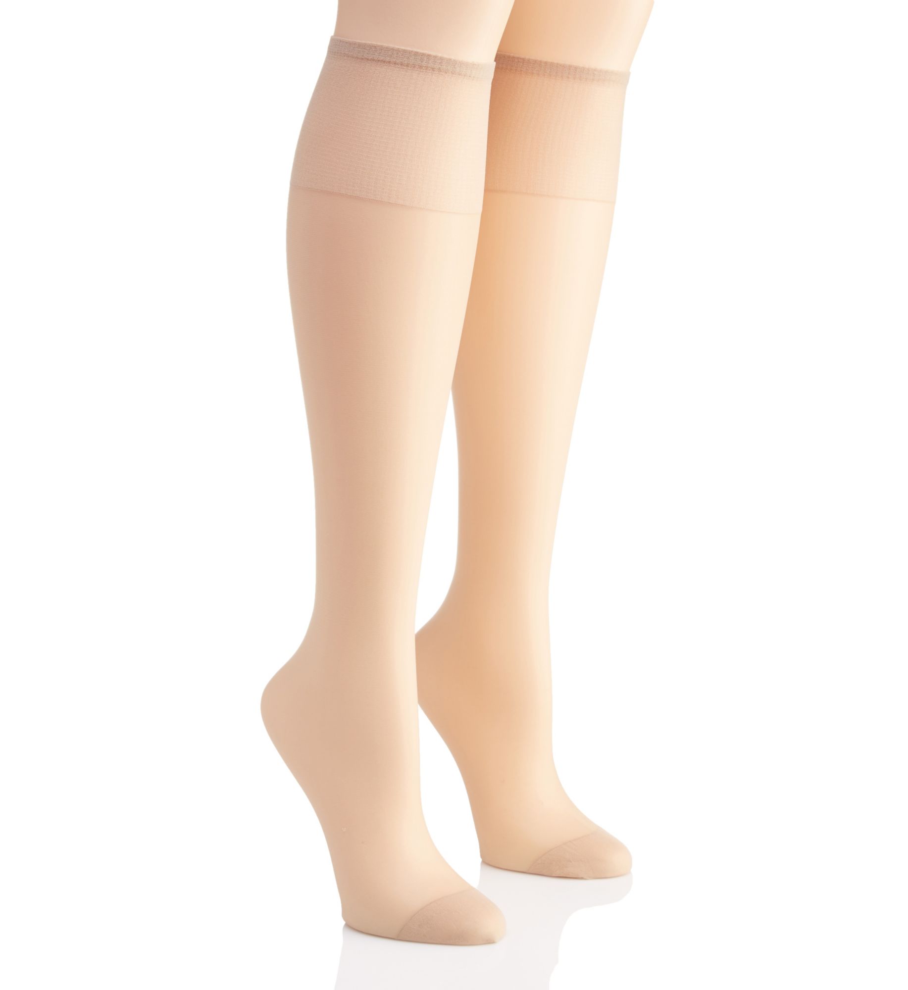 Hanes Women's Silk Reflections Knee High Reinforced Toe - 2 Pack in Nude | HerRoom.com
