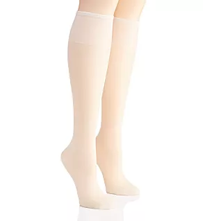 Silk Reflections Knee High Reinforced Toe - 2 Pack Pearl O/S