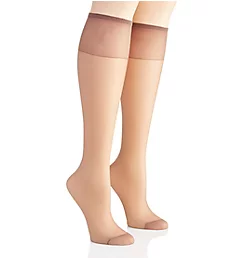 Silk Reflections Knee High Reinforced Toe - 2 Pack Town Taupe O/S