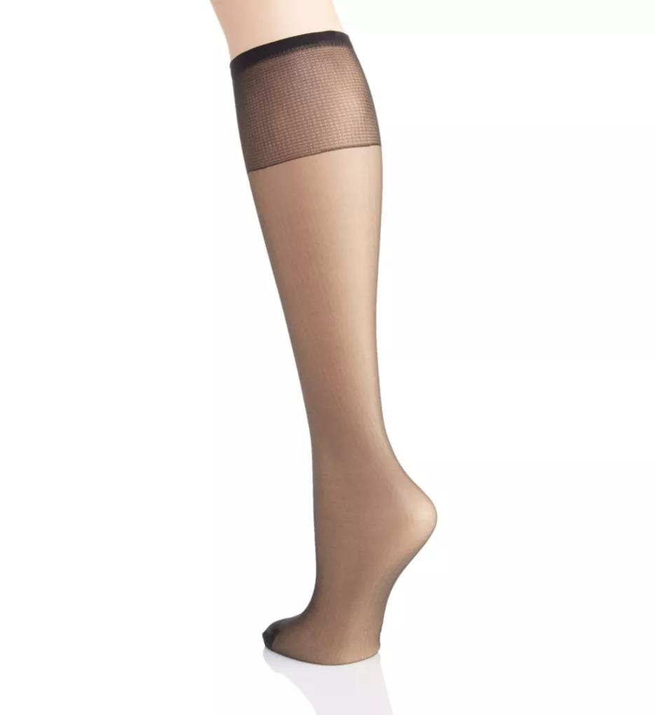 Silk Reflections Knee High Reinforced Toe - 2 Pack Barely Black O/S