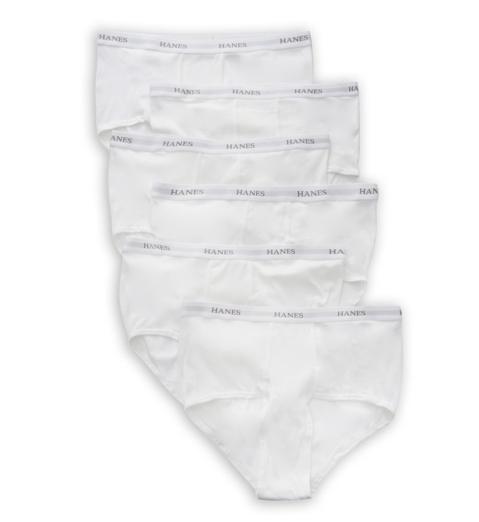 Image of Premium Cotton Full-Cut White Briefs - 6 Pack