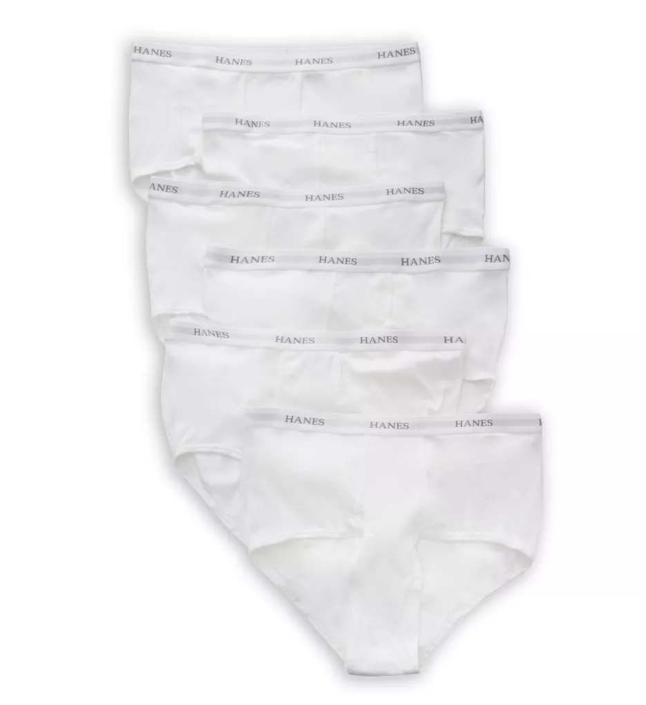Premium Cotton Full-Cut White Briefs - 6 Pack