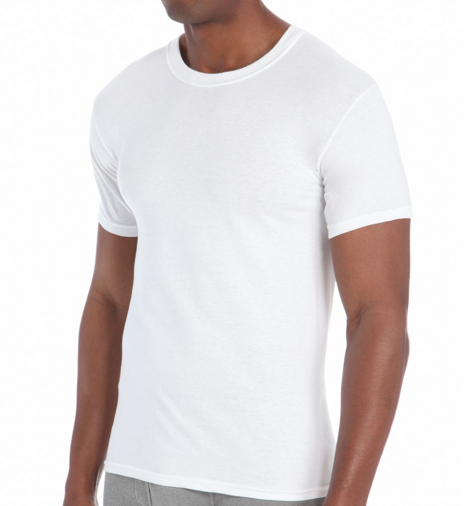 Premium Cotton White Crew Neck T-Shirts - 6 Pack by Hanes