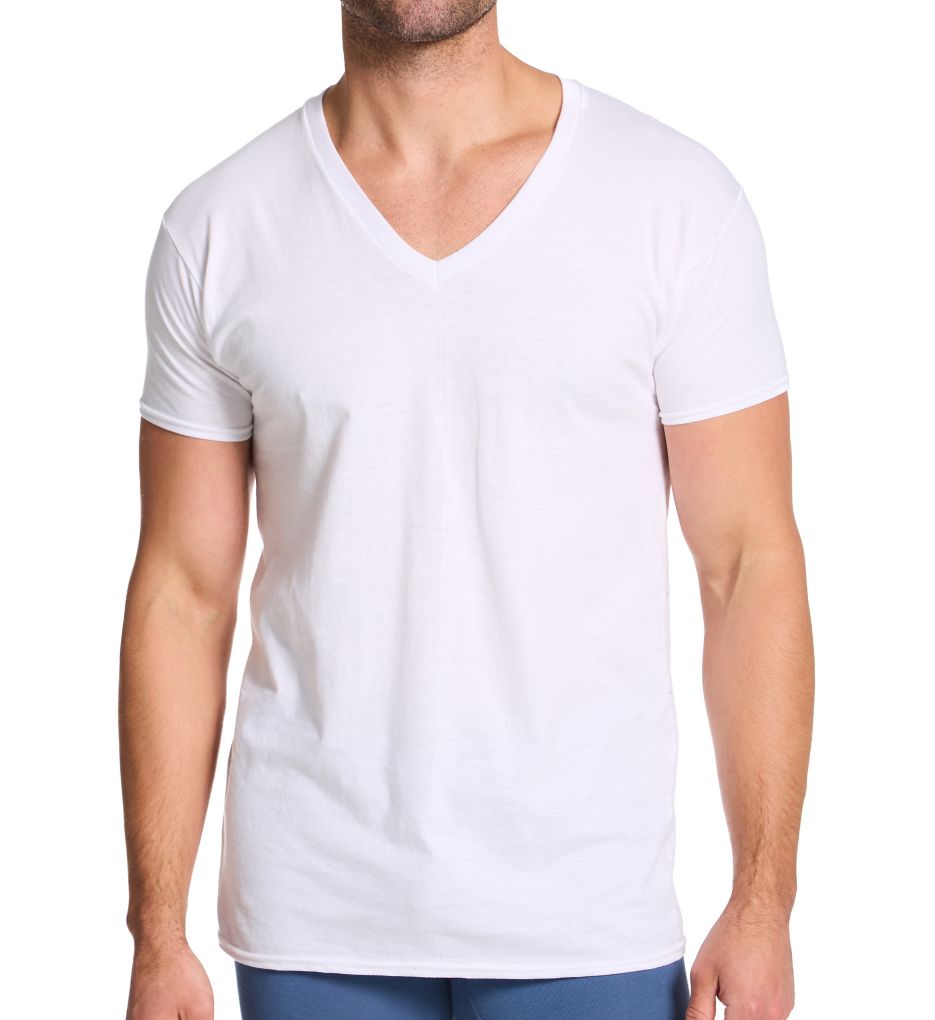 Hanes Ultimate Cotton V-Neck T Shirt - 5 Pack 7880V5 - Image 1
