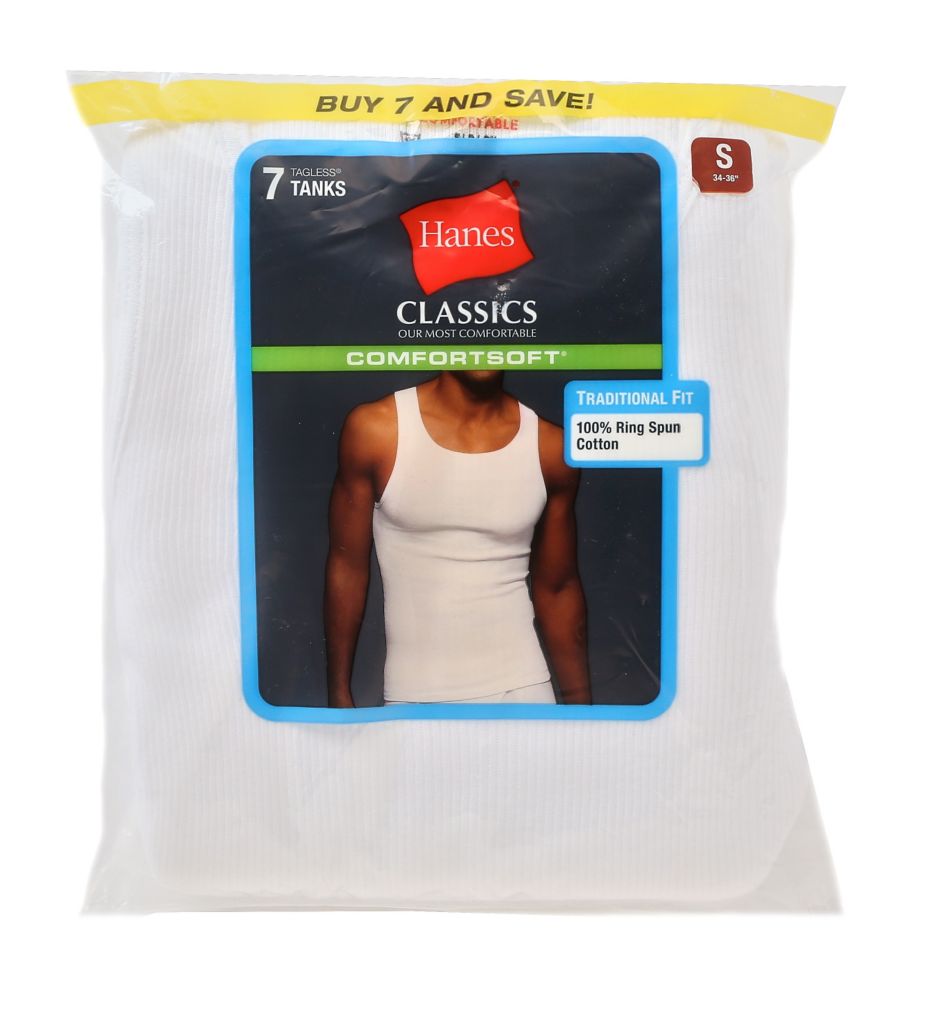 Premium Cotton White A-Shirts - 7 Pack by Hanes