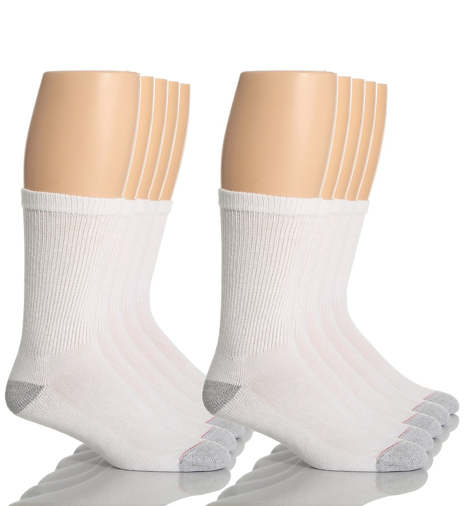 Hanes 84-10 Classic Super Soft Cotton Crew Socks - 10 Pack (White)