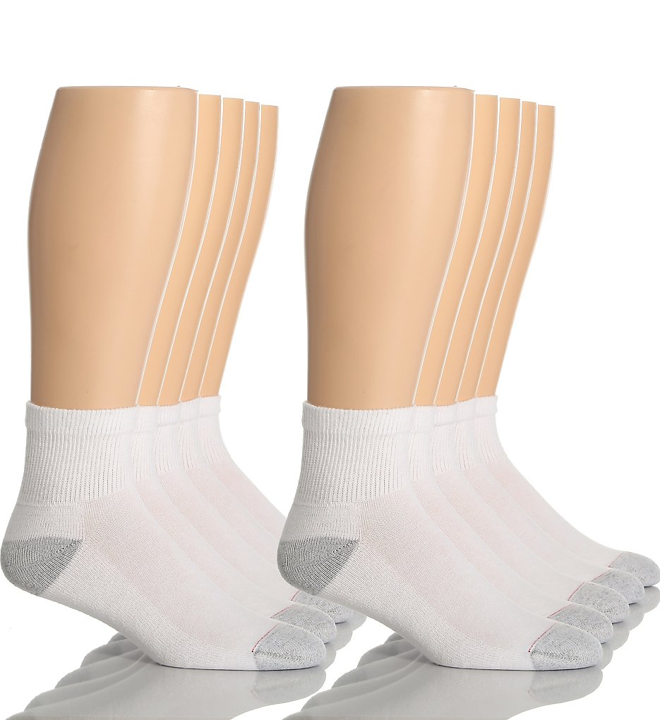 Hanes 86-10 Classic Super Soft Cotton Ankle Socks - 10 Pack (White)