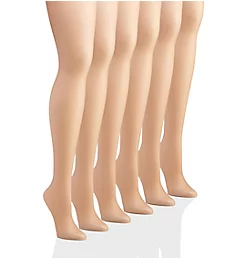 Silk Reflections Non-Control Top Sheer Toe 6 Pack Barely There C/D