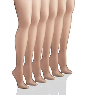 Silk Reflections Non-Control Top Sheer Toe 6 Pack Barely Black A/B