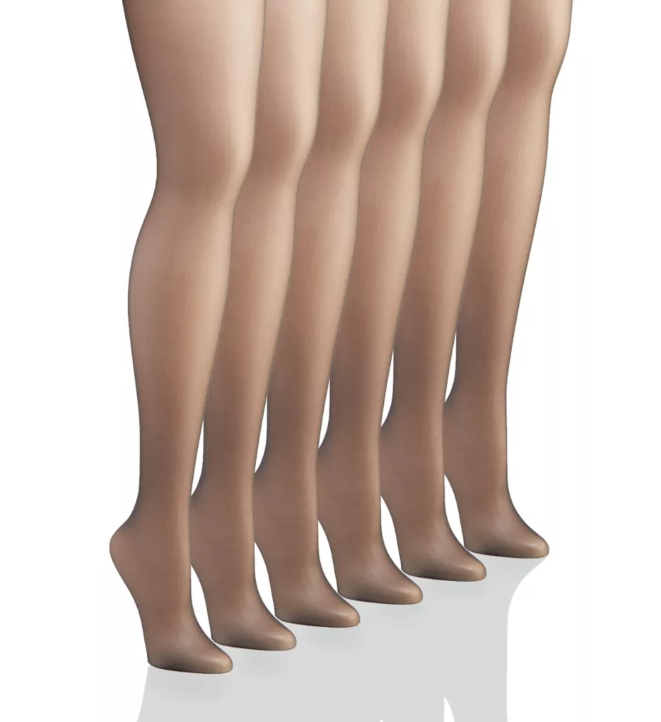 Silk Reflections Non-Control Top Sheer Toe 6 Pack Barely There C/D