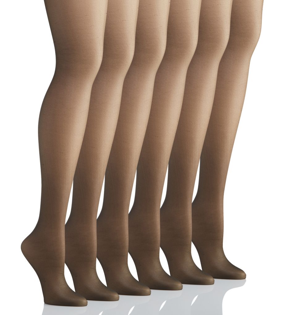 Silk Reflections Control Top Sandalfoot Tights 6PK