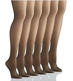 Silk Reflections Control Top Sandalfoot Tights 6PK Jet A/B