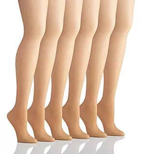 Silk Reflections Control Top Sandalfoot Tights 6PK Little Color A/B