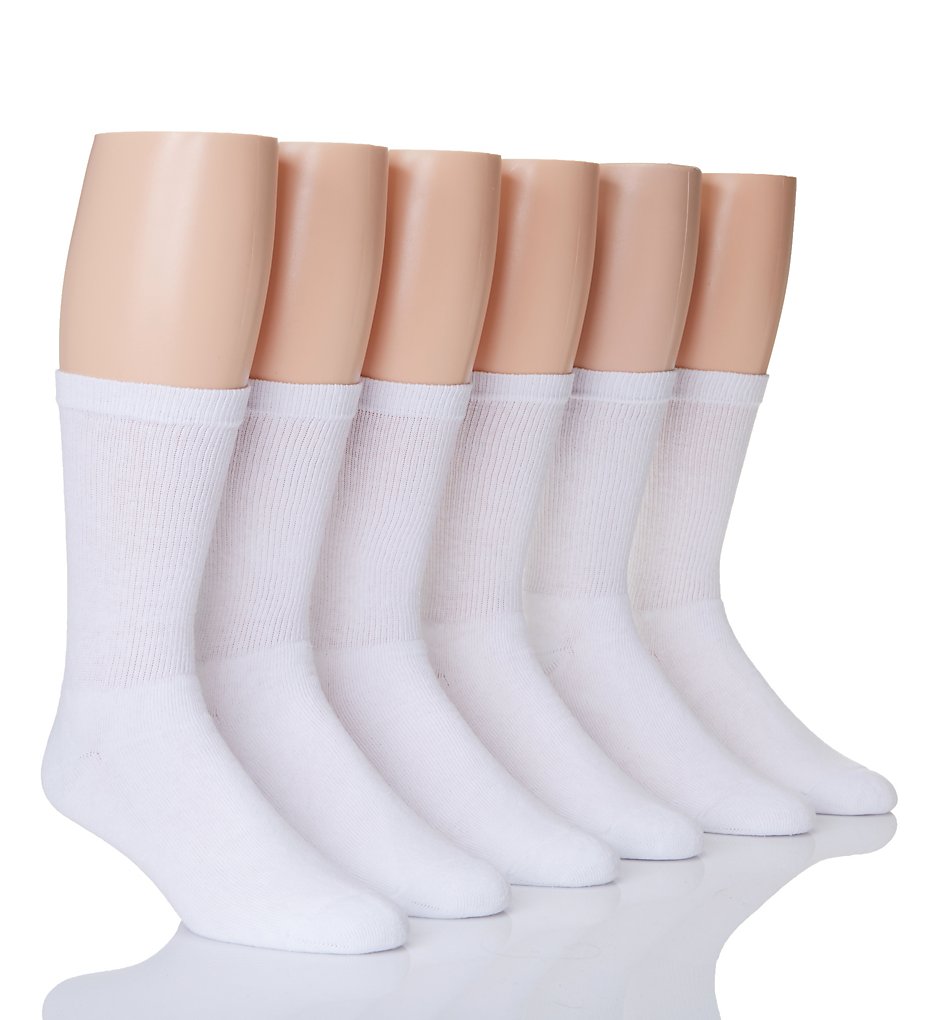 Hanes CL84 Classic Cotton Crew Socks - 6 Pack (White)