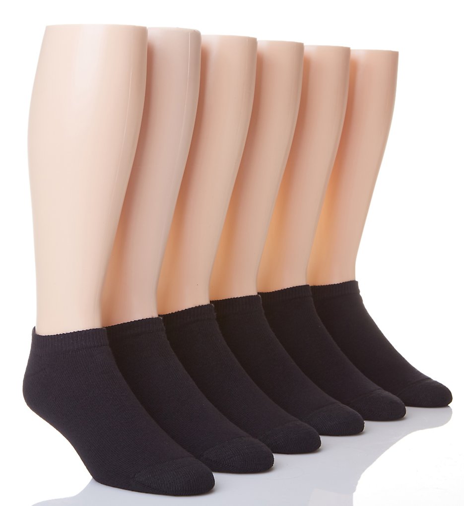 Hanes CL90 Classic Cushion No Show Socks - 6 Pack (Black)