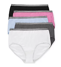 Just My Size Cotton Stretch Brief Panty - 5 Pack White/Ciel Blue/Pink 12