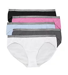 Just My Size Stretch Cotton Bikini Panty - 5 Pack White/Ciel Blue/Pink 12