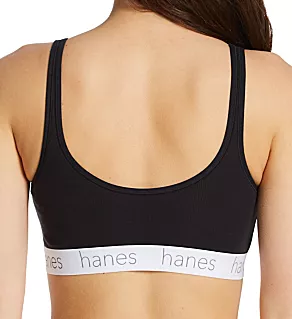 Scoop Stretch Cotton Blend Bralette - 2 pack Black/Black S
