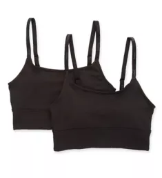 Stretch Long Line Pullover Bralette - 2 Pack Black/Black S