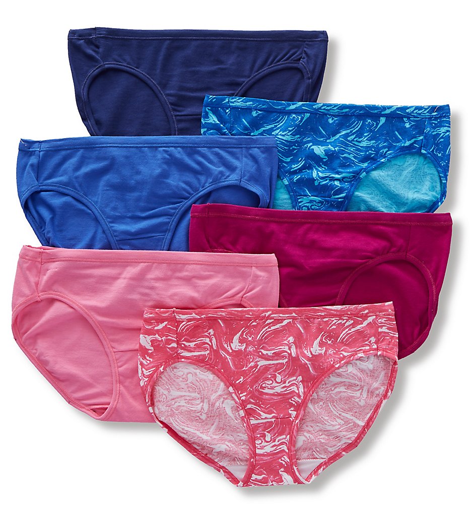Hanes - Hanes ET42A6 Cotton Stretch Bikini Panties - 6 Pack (Assorted 9)