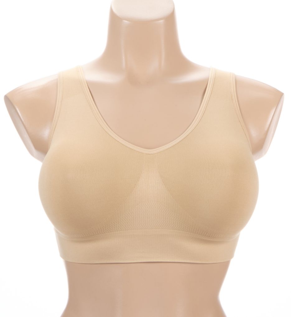 Hanes Black Sports Bra, Reversible Wireless Bra, Moisture-Wicking