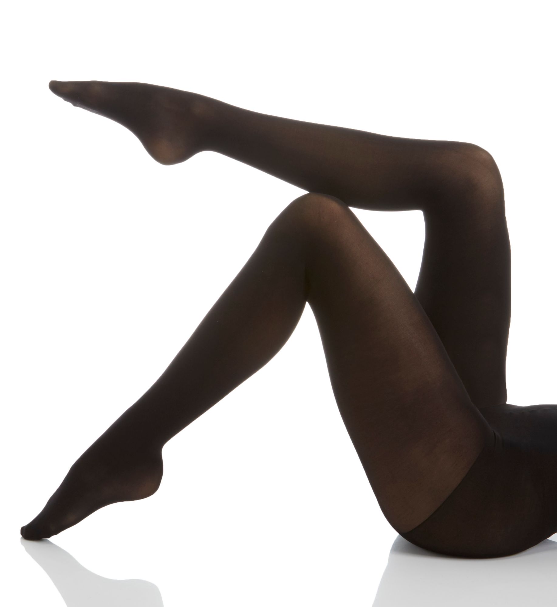 Hanes Women's Opaque Control Top Comfort Waistband Tights in Black | Size: Small | HerRoom.com