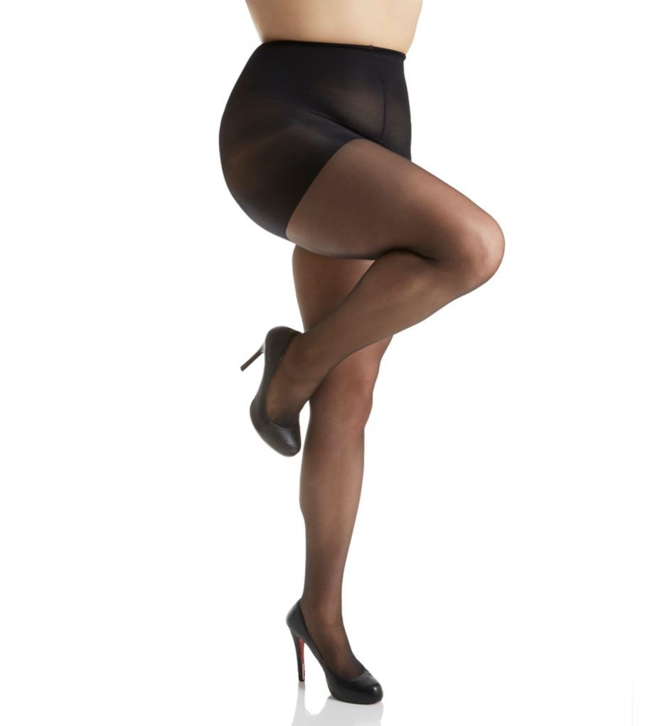 Black Hanes plus petite sheer tights for curvy women - NHP International