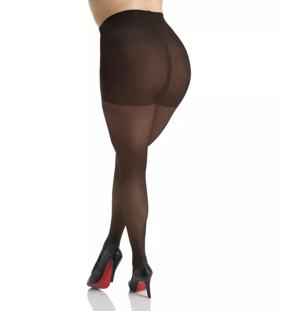 Curves Plus Size Sheer Control Top Tights Black 1X-2X