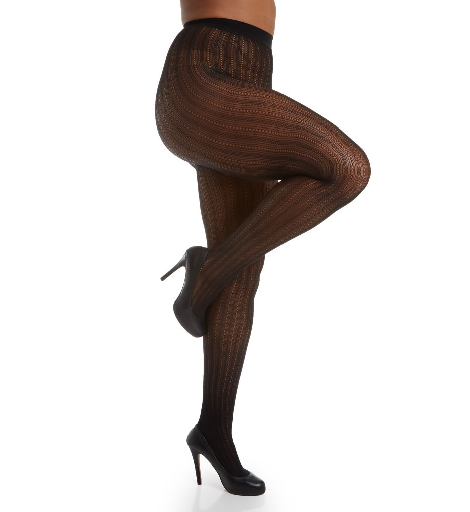 Curves Plus Size Fashion Rib Net Tights-cs2