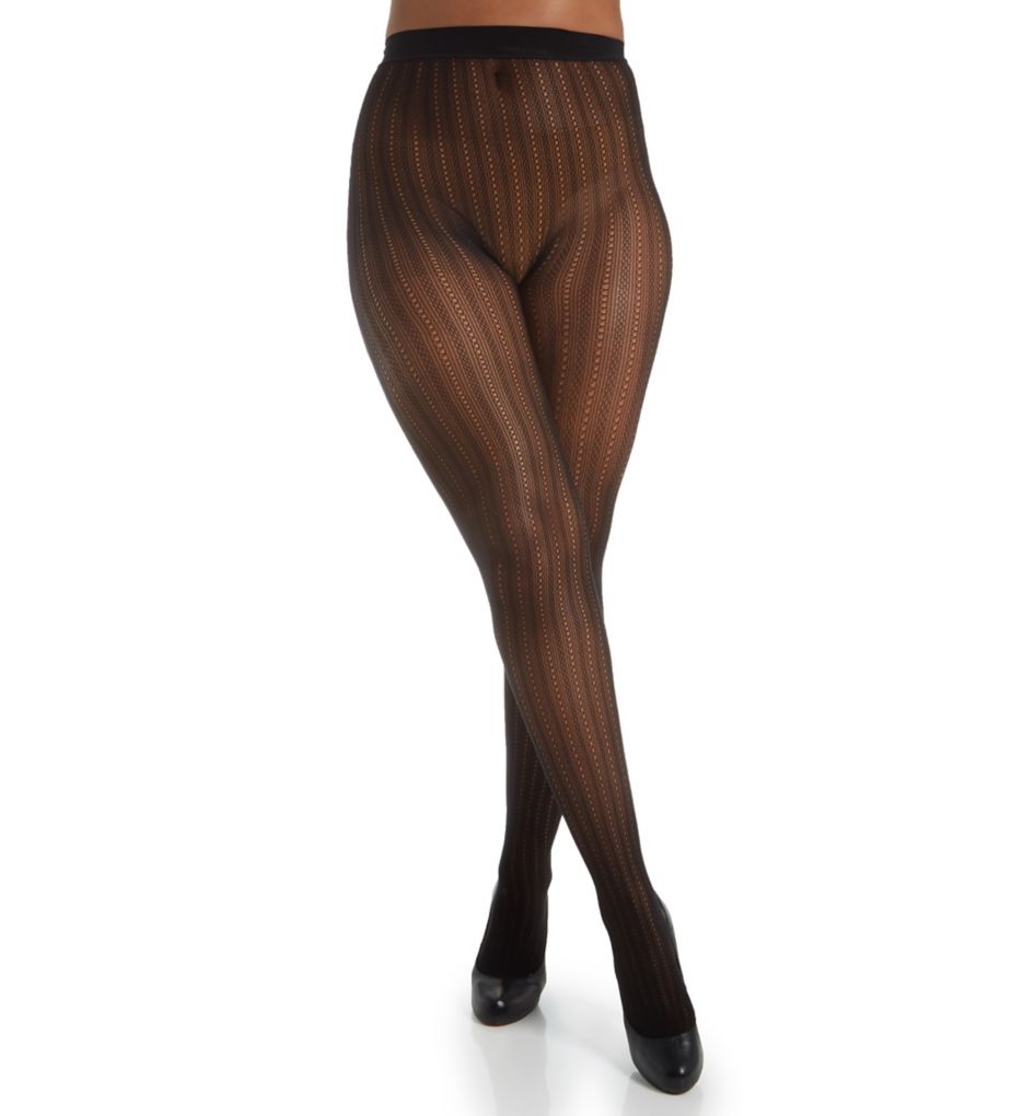 Curves Plus Size Fashion Rib Net Tights-fs