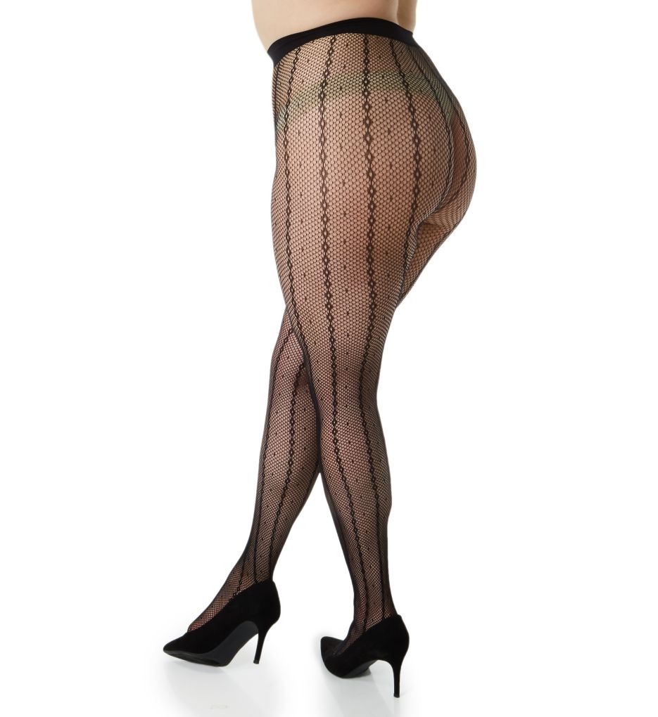 Curves Fashion Point D'Esprit Fishnet Tights-bs