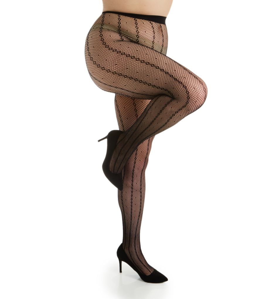 Curves Fashion Point D'Esprit Fishnet Tights-cs2