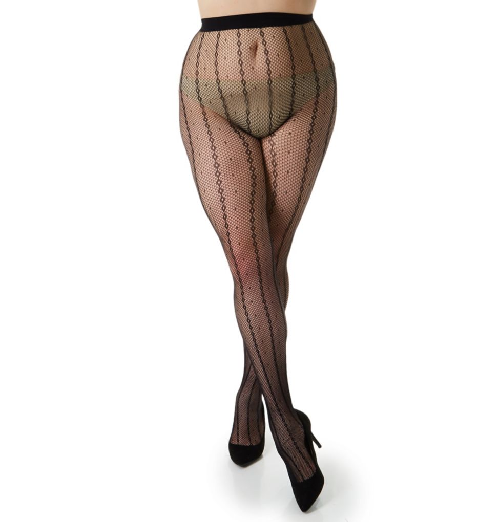 Curves Fashion Point D'Esprit Fishnet Tights-fs