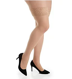 Curves Plus Lace Band Silky Sheer Thigh High Nude 3X-4X