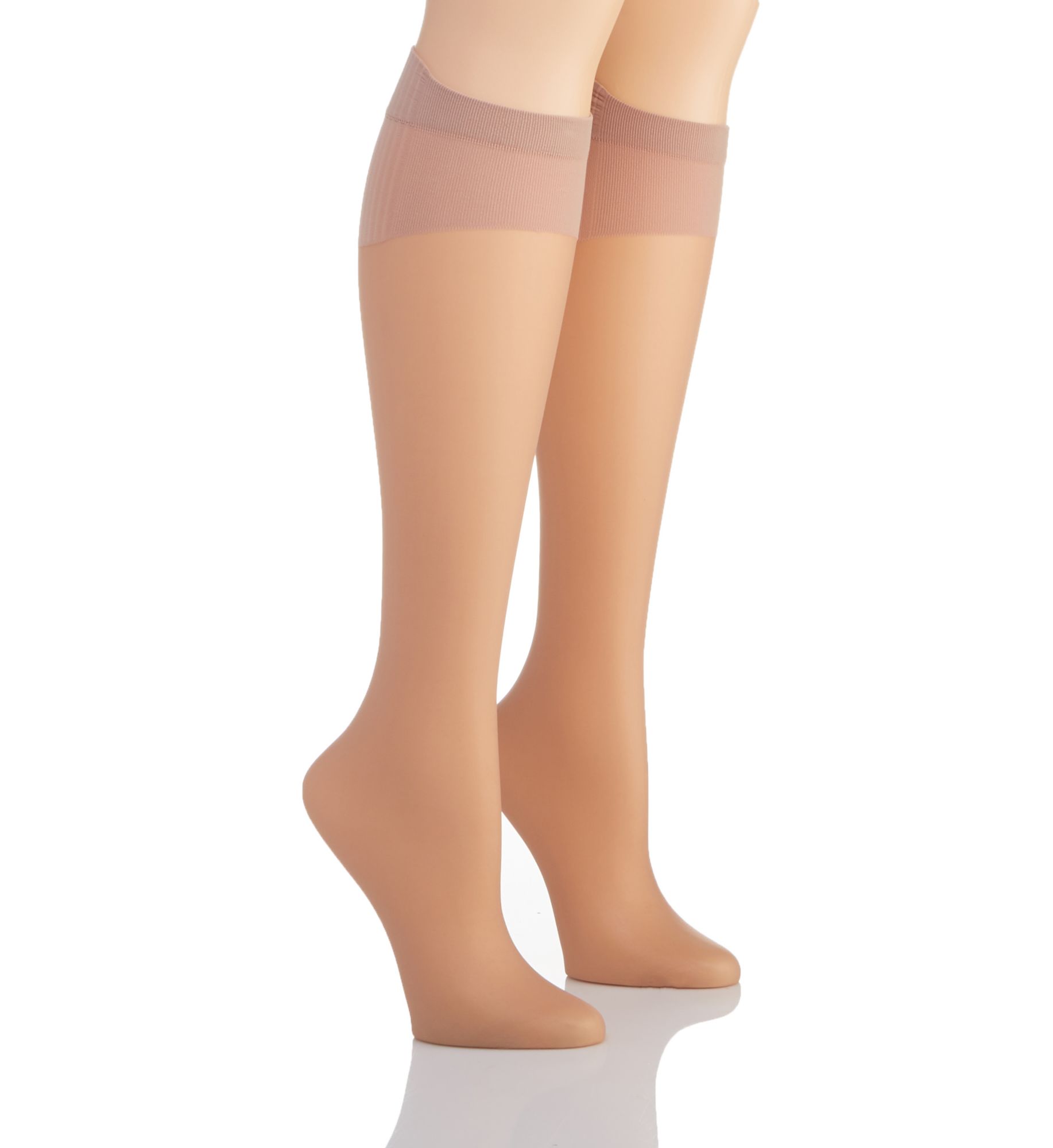 Hanes Women's Curves Plus Sheer ComfortFlex Band Socks - 2 Pair in Nude | Size: 1X-2X | HerRoom.com