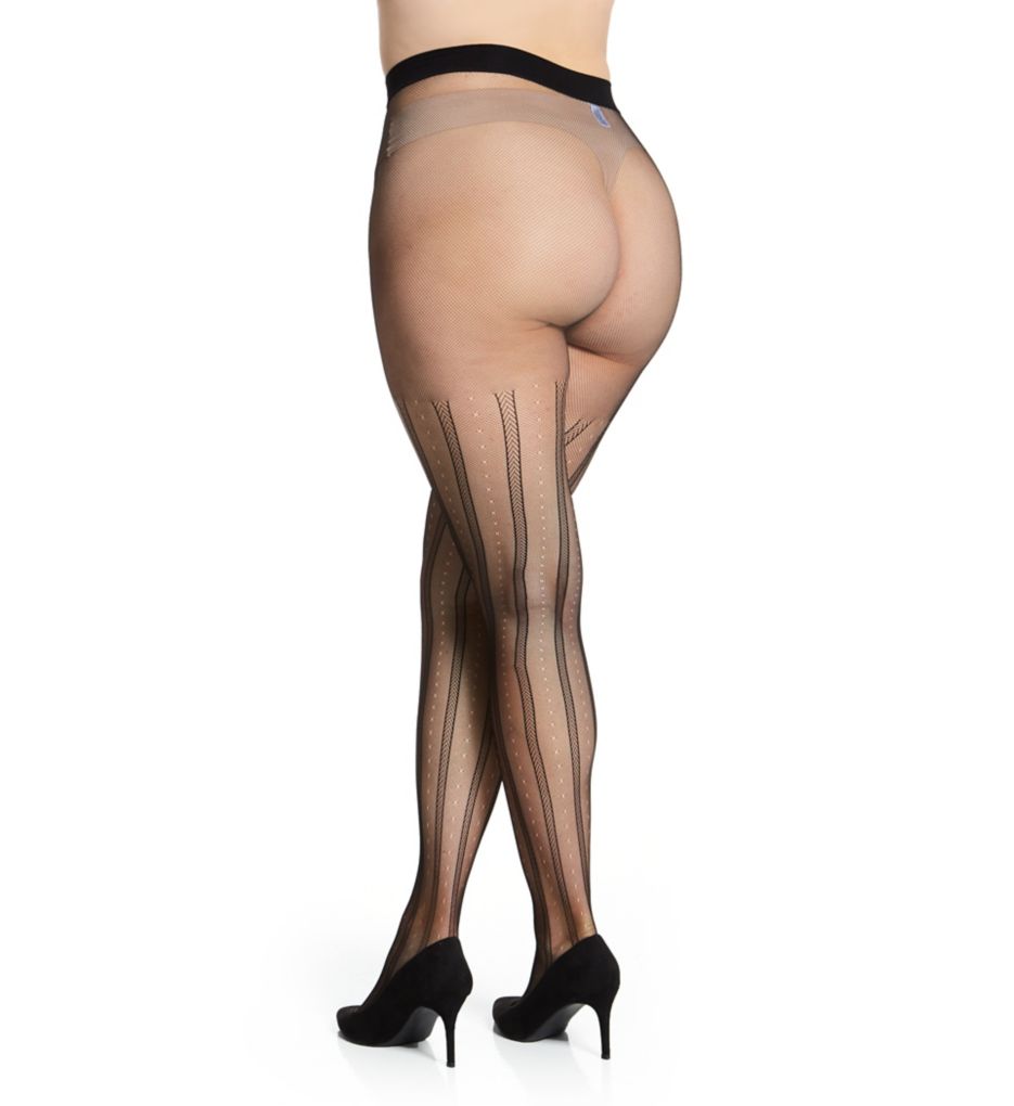 Curves Plus Size Ribbed Dot Tights