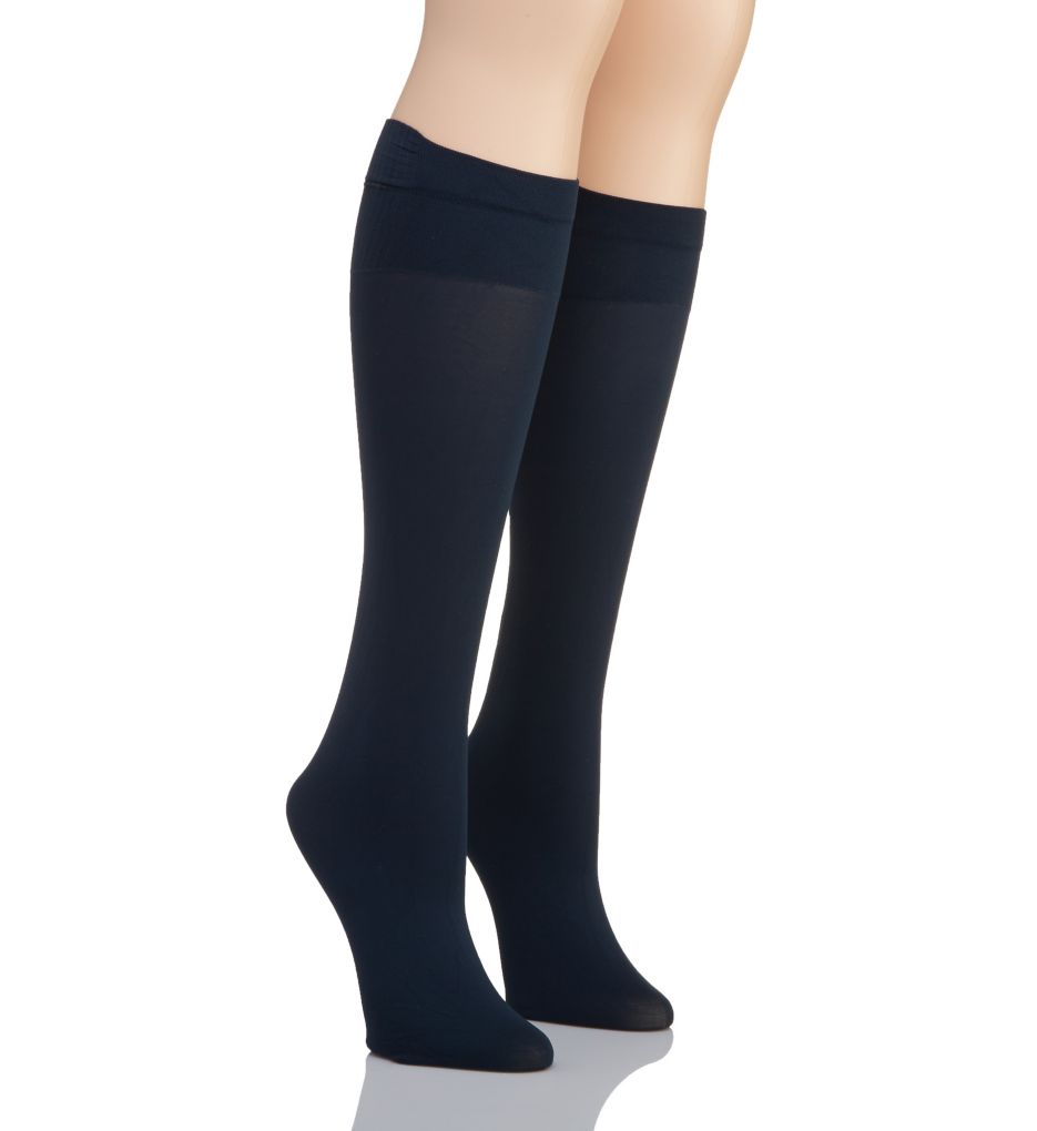 Hanes HST012 Perfect Socks Opaque Comfort Flex Band - 2 Pack (Navy S/M)