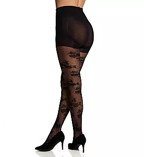 L'eggs 360 Contour Floral Lace Dot Tights Black S